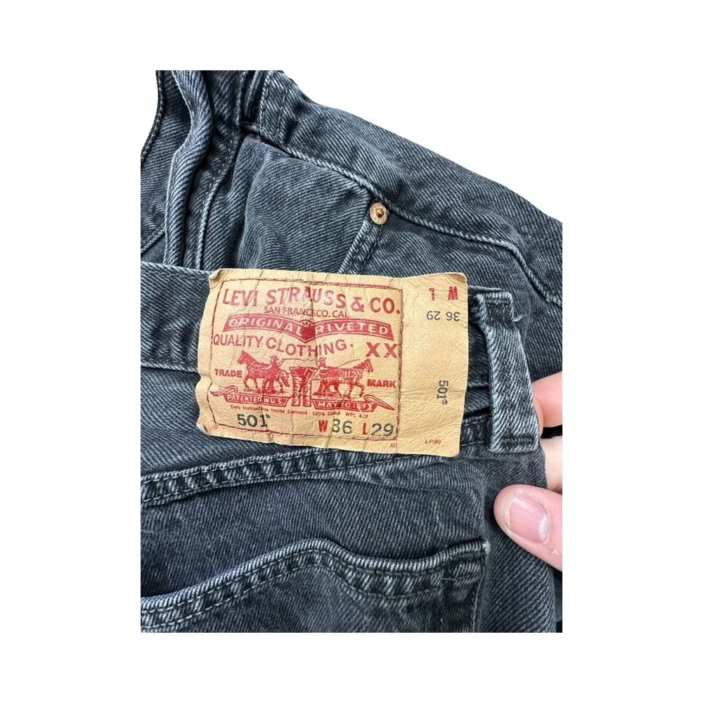 Levi's Jeans Mens 36x29 Black 501 Original Straight Leg Button Fly Denim Pants